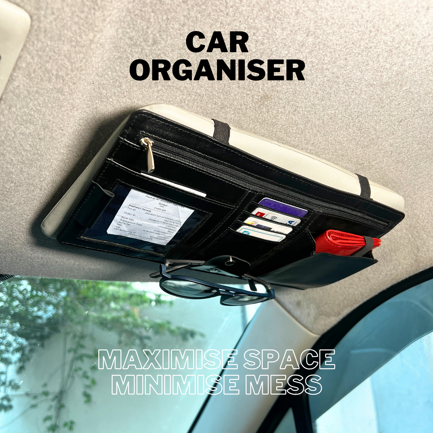 Premium Genuine Leather Car Visor Organizer